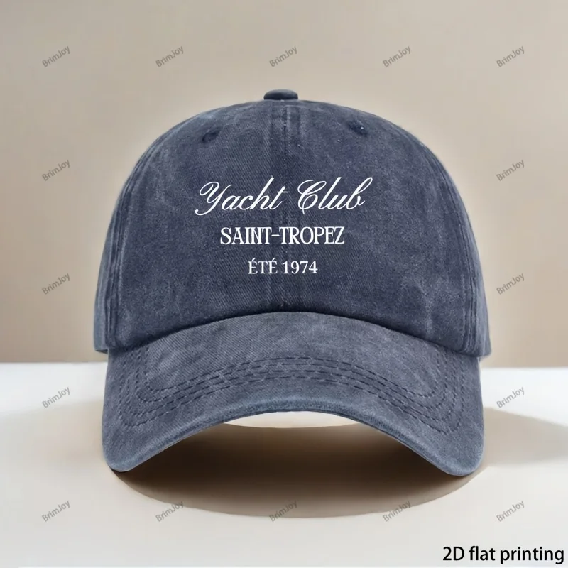 Gorra de Béisbol Retro, Ajustable, Ideal para Actividades al Aire Libre, Diseño con Estampado del Club de Yates de Saint-Tropez, Unisex