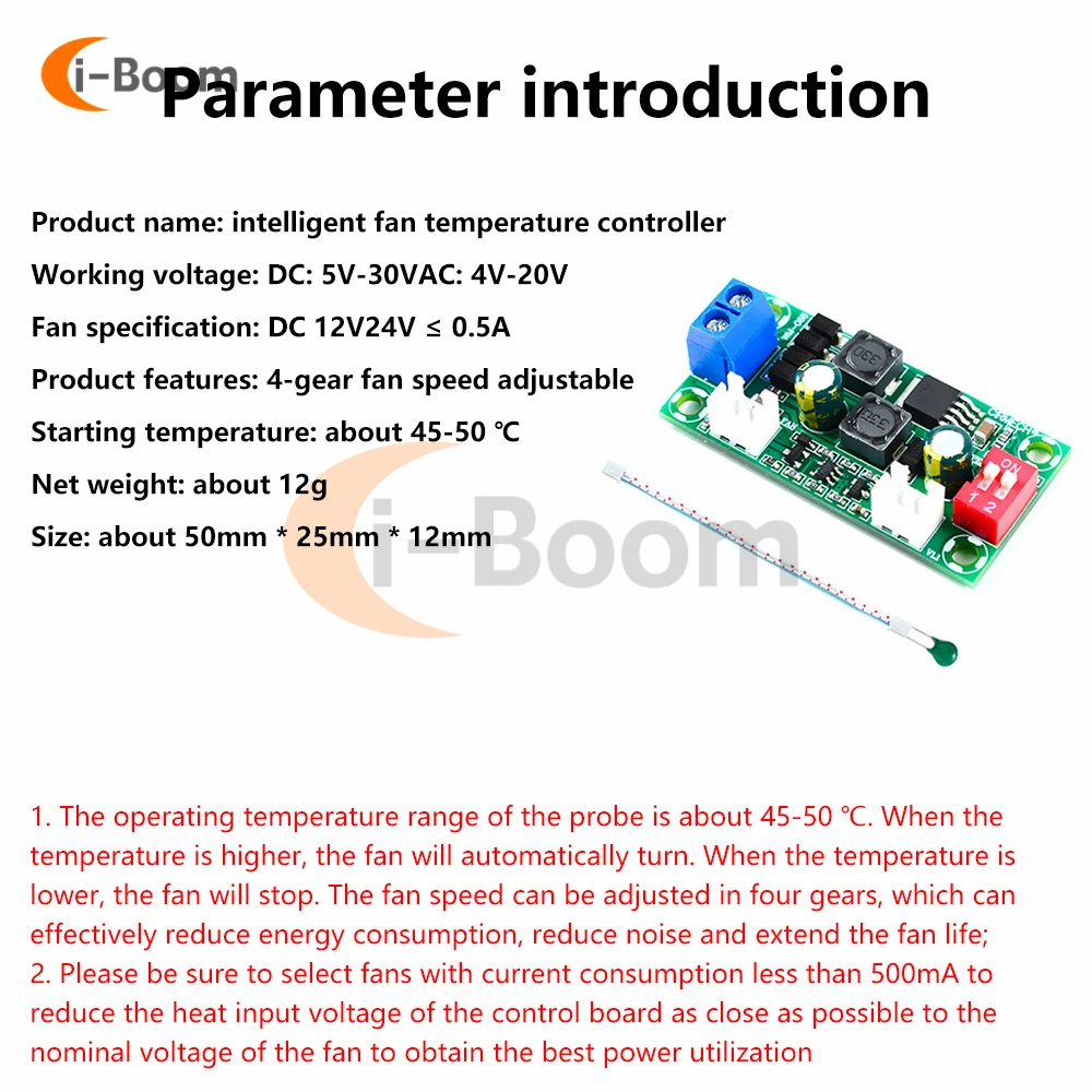 DC 12V 24V Temperature Controller Fan Speed Controller Motor Speed Control Module Temperature Control Boards