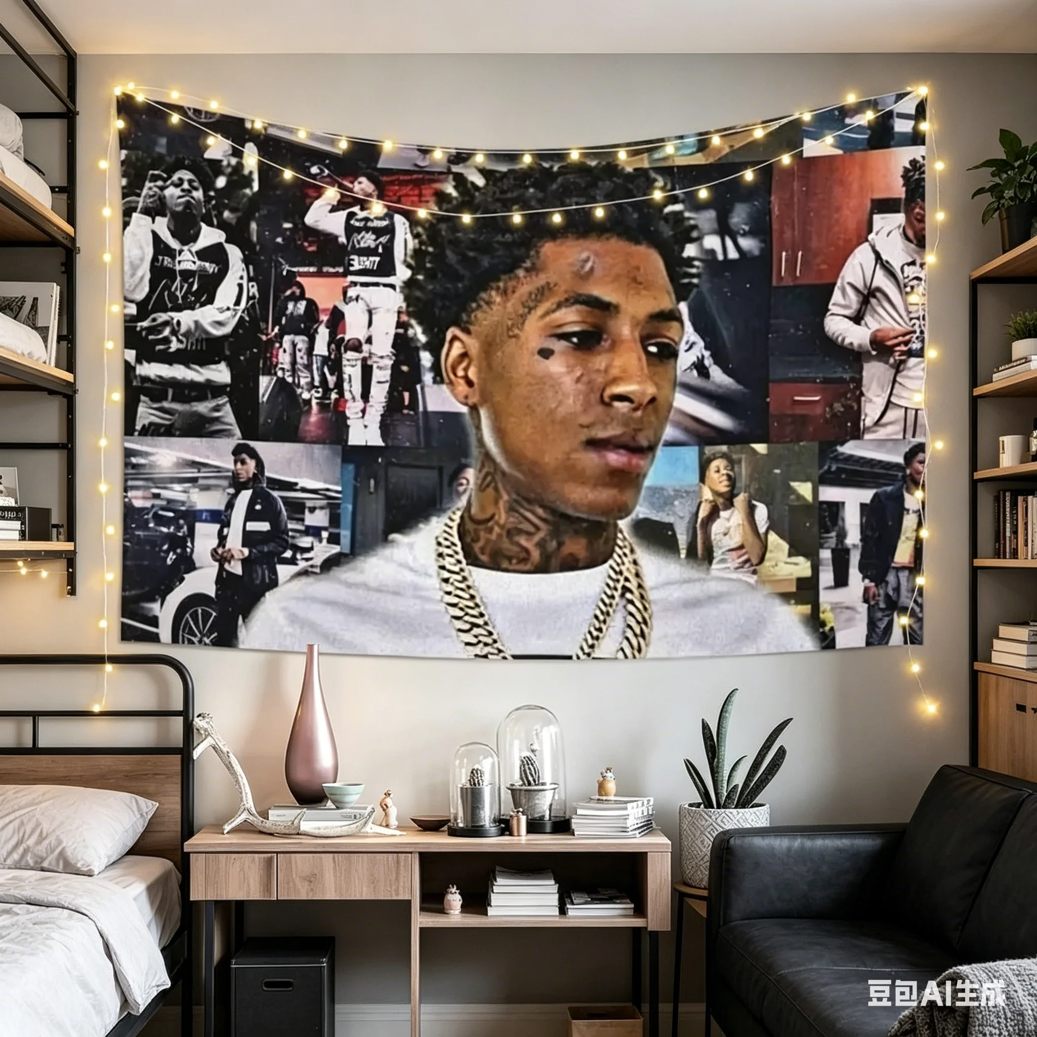 YoungBoy Wandteppich Never Broke Again Collage Wandbehang Hip-Hop Rapper Poster für Schlafzimmer Wohnheim Wohnzimmer Fans Geschenk