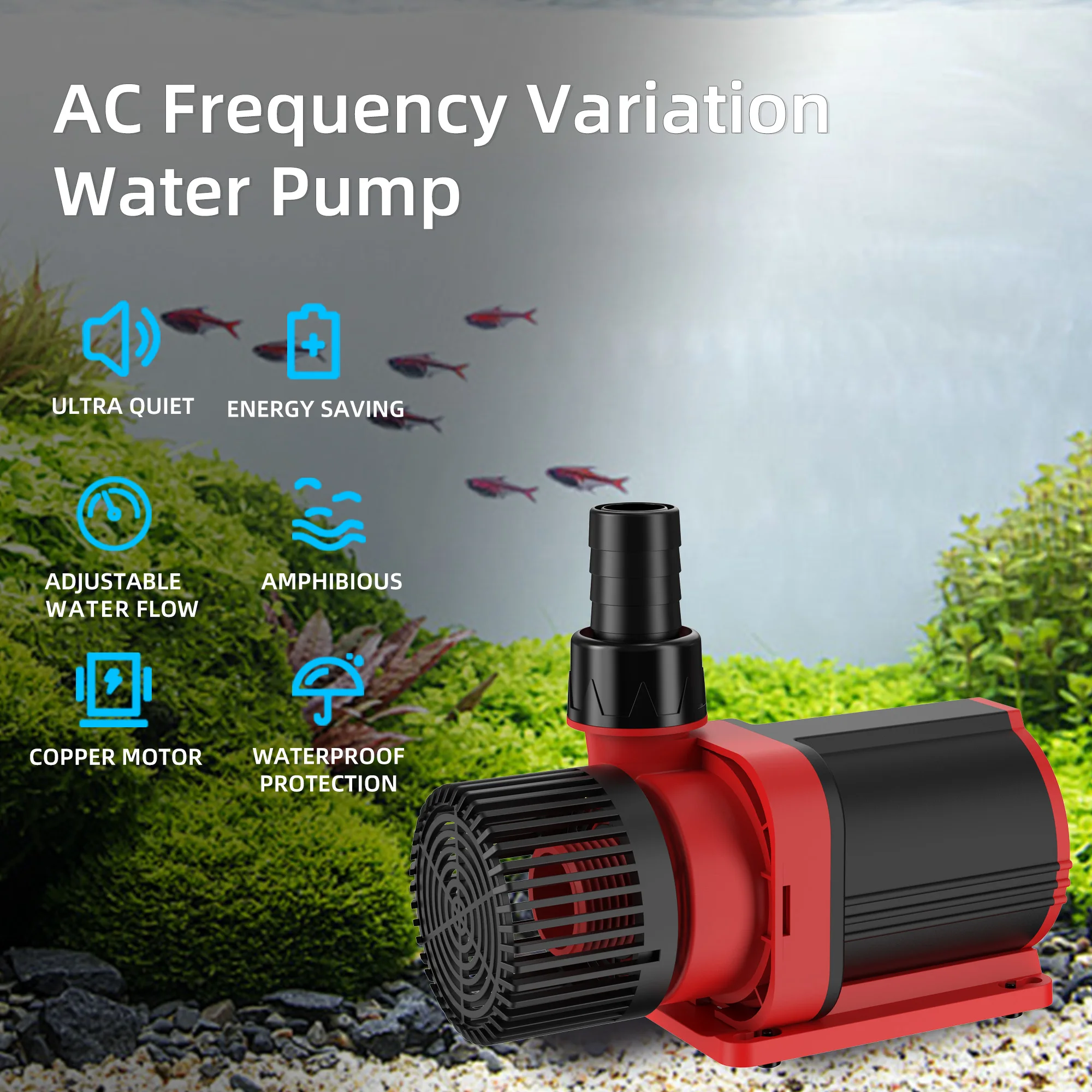 Outdoor Koi Landscape Pond Water Pump Big Flow AC 20000L/h Adjustable Water Flow Energy Saving Wave-making Mode Controller