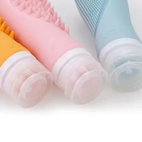 

90ML 3in1 Shampoo Brush Face Wash Brush Silicone Travel Bottle Travel Packing Lotion Shampoo Portable Silicone Refillable Bottle