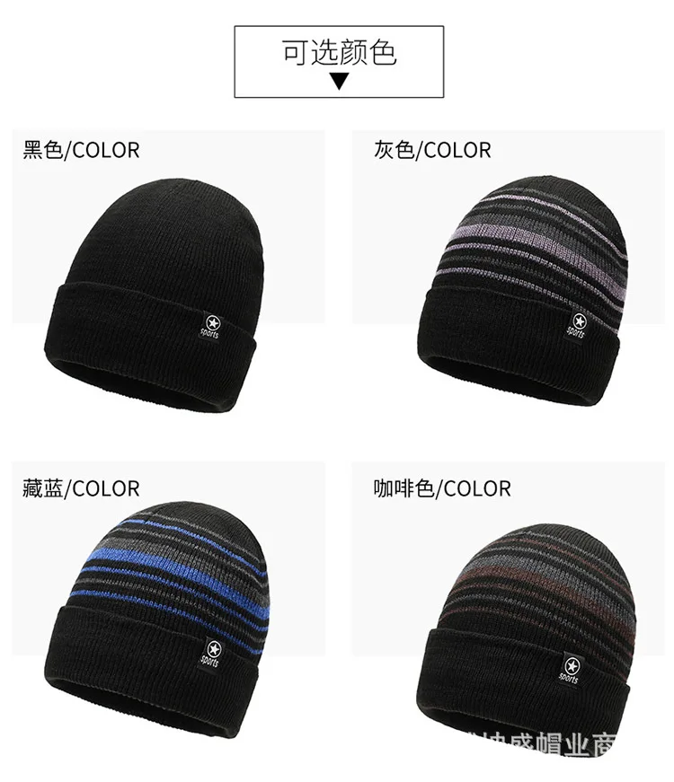 Czapki dziergane dla mężczyzn i kobiet, ocieplane aksamitem, ciepłe na jesień i zimę, czapki wełniane z wywinięciem, czapki bawełniane do pracy, transgraniczne.