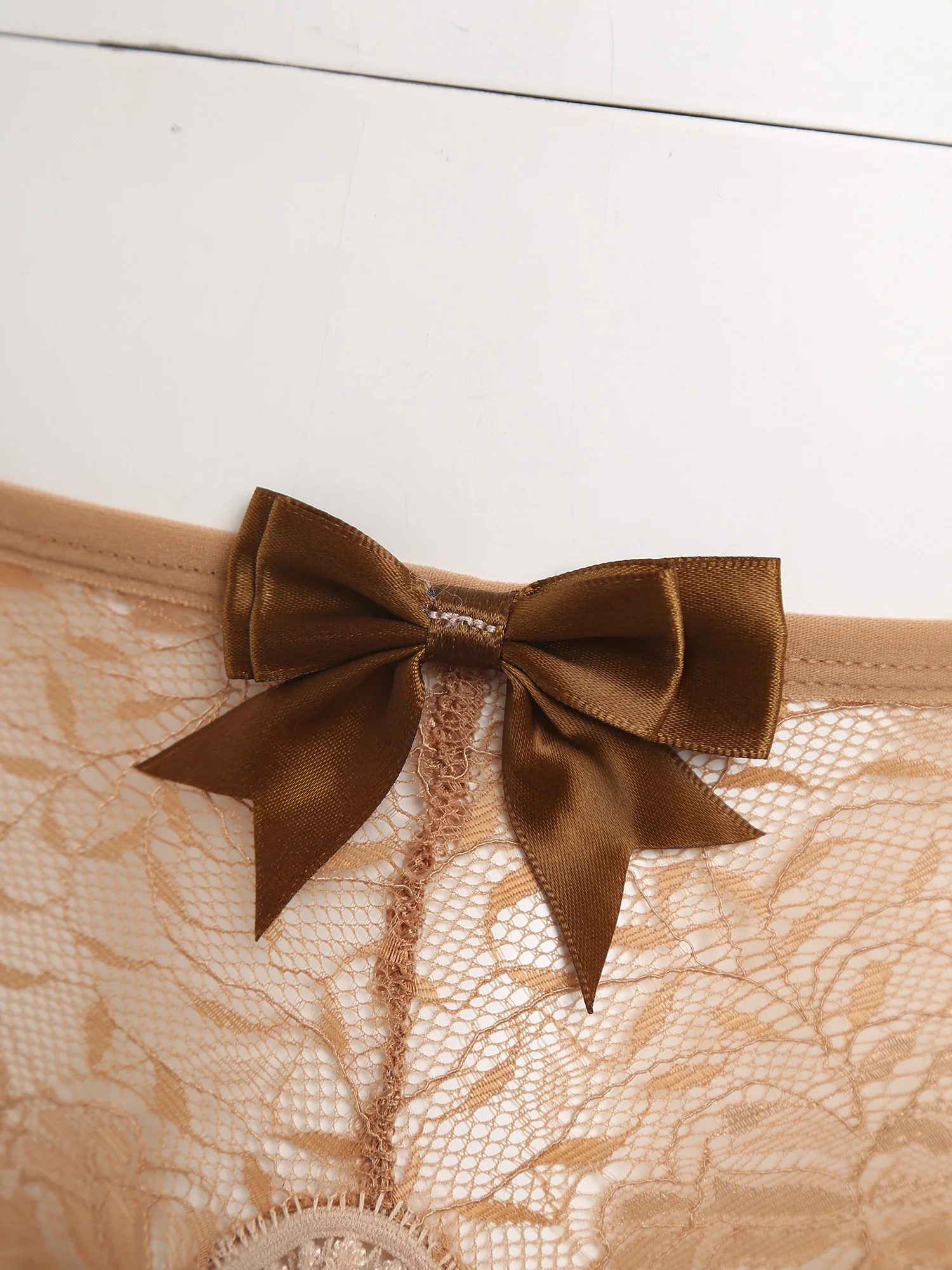 Men's Floral Lace Closed/Opened Crotch Lingerie with Bow
