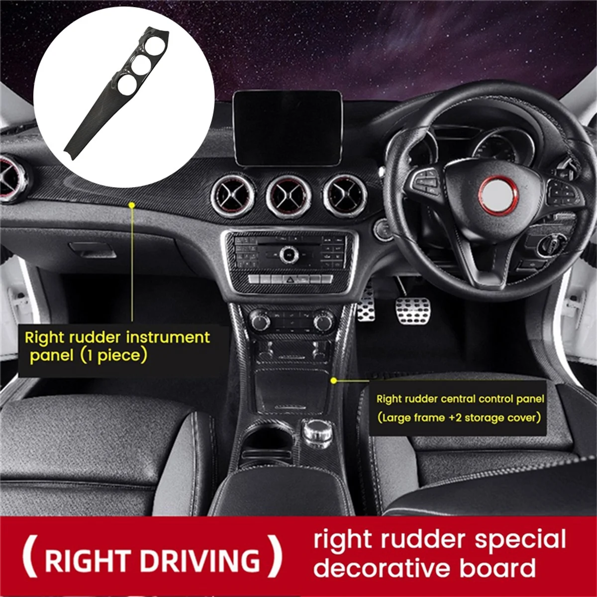 

Dashb-RHD Car Dashboard Air Condition Outlet Panel Trim Strip for CLA C117 GLA X156 2013-2018 Console