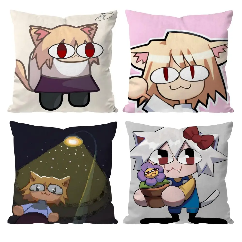 Neco Arc Funny Meme Kawaii Cushion Cover Pattern Printed Pillowcase For Living Room Sofa Cushion Cover & Bedroom Decor