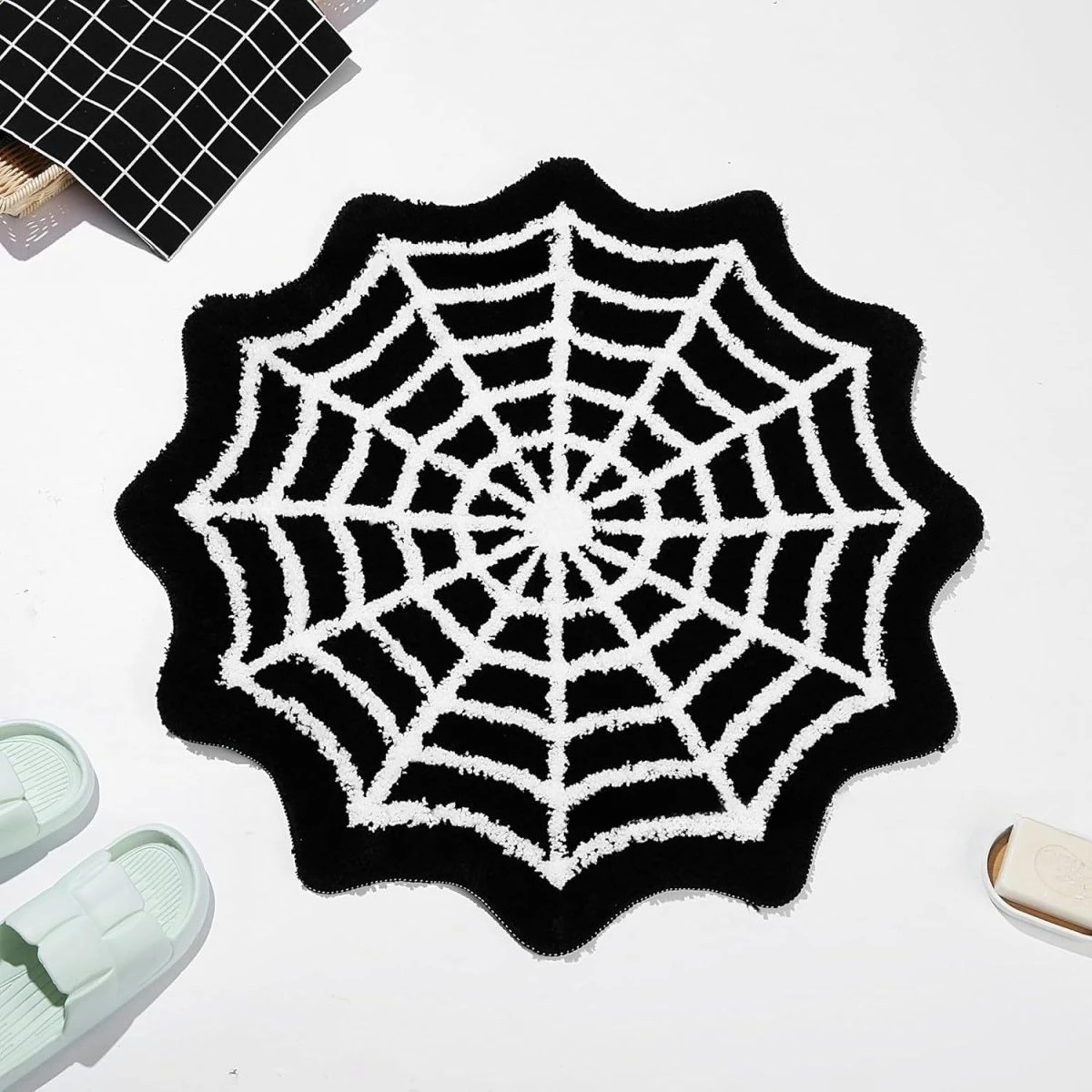 Halloween Cartoon Spider Web Large Living Room Tatami Carpet Non-slip Washable Bedroom Bedside Mat Soft Fluffy Bathroom Area Rug