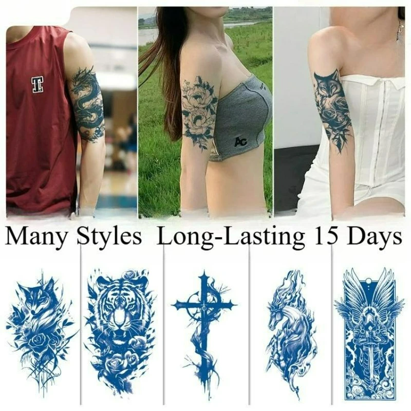 

Half arm Temporary Tattoos for Men Women Waterproof Long-Lasting 15 Days Tattoo Stickers Realistic Semi-Permanent Fake Tattoo