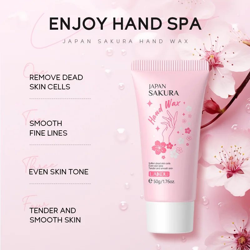 LAIKOU Japan Sakura Hand Wax Mask 50g Exfoliating Remove Dead Skin Calluses Moisturizing Brightening Peel Off Hand Skin Care