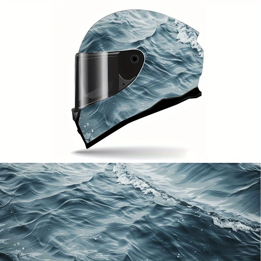 

Наклейки на полнолицевой шлем с рисунком океанской волны — прочный и водонепроницаемый ПВХ, самоклеящийся мотоциклетный гоночный шлем, эстетичный S