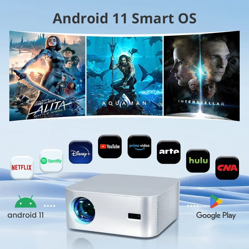 L016AQ ЖК-светодиодный портативный мини-проектор Smart Android TV проектор HD 1080P видеопроектор для домашнего кинотеатра 4k завод