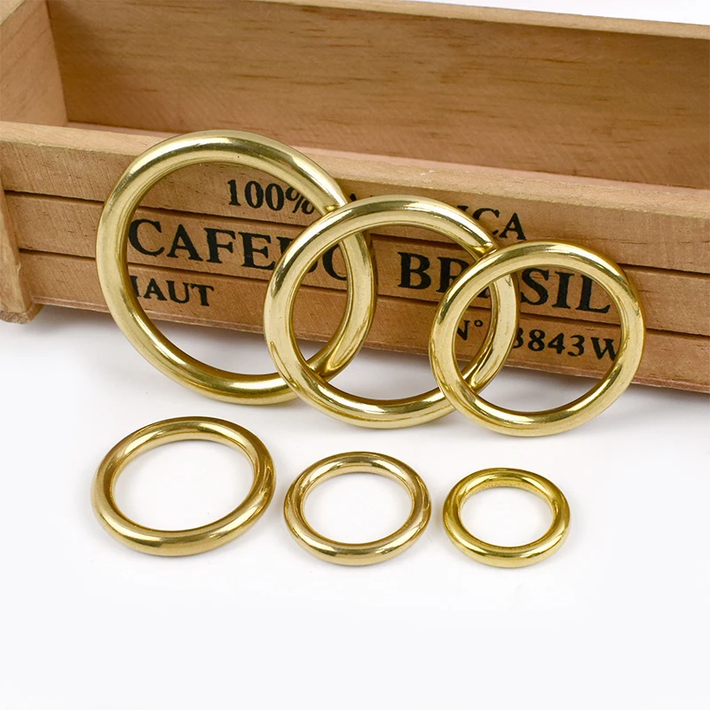 2/5Pcs 8-51mm Solid Brass O Ring Buckles Seamless Rings Loop Hook for Bag Strap Dog Collar Connector Clasp Keychain Accessories