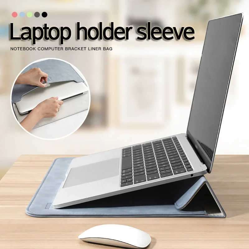 

Кожаная сумка-конверт для ноутбука Macbook Air Pro, чехол для ноутбука 13, 6, 14, 15, 12, 11 дюймов, с подставкой для HP, Lenovo, Huawei, Xiaomi