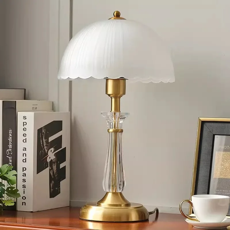 Brass glass acrylic night light modern simple living room bedroom bedside lamp eye protection desk