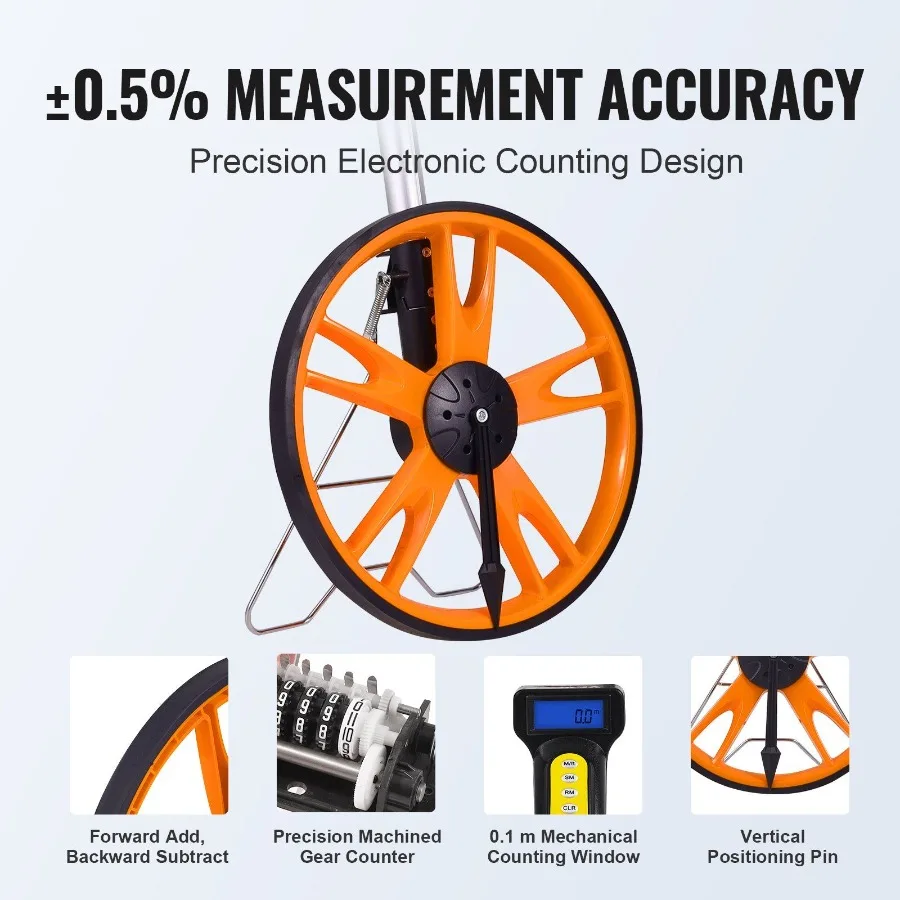 Measuring Wheel in Feet and Inches 12.5 in Wheel Diameter 40.9427.95 in Telescoping Measure Wheel Measurement 09 999Ft with Ba