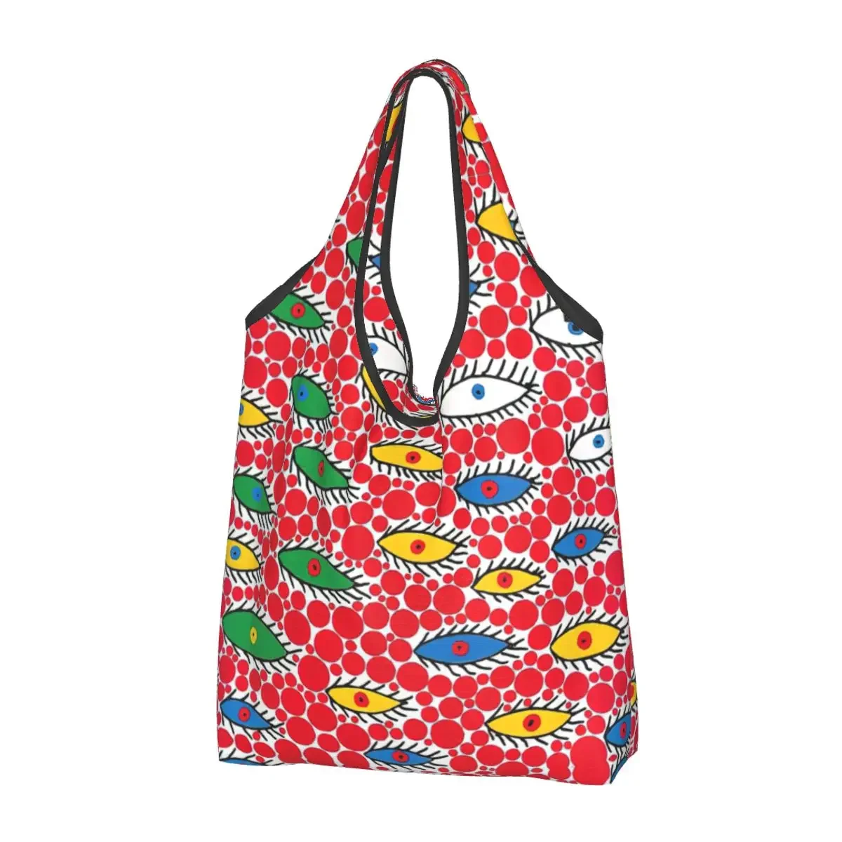 

Custom Yayoi Kusama Eyes In The Sky Shopping Bag Women Portable Big Capacity Grocery Shopper Tote Bags