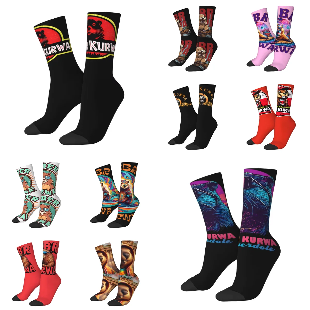 

Bobr Kurwa Meme Stockings Design Funny Socks Autumn Anti Bacterial Socks Men's Outdoor Comfortable Socks