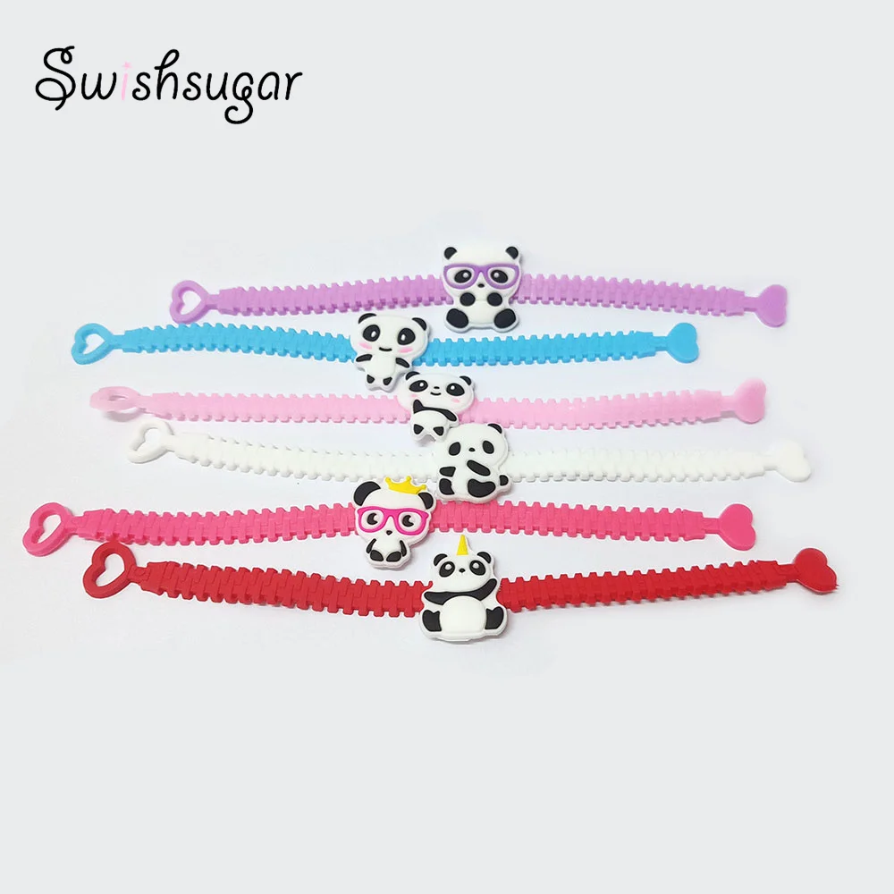 Colorful Chinese Panda Bangle Cute Animal Bracelet Birthday Holiday Party Kids Children Girl Boys Wristband Gift Favor