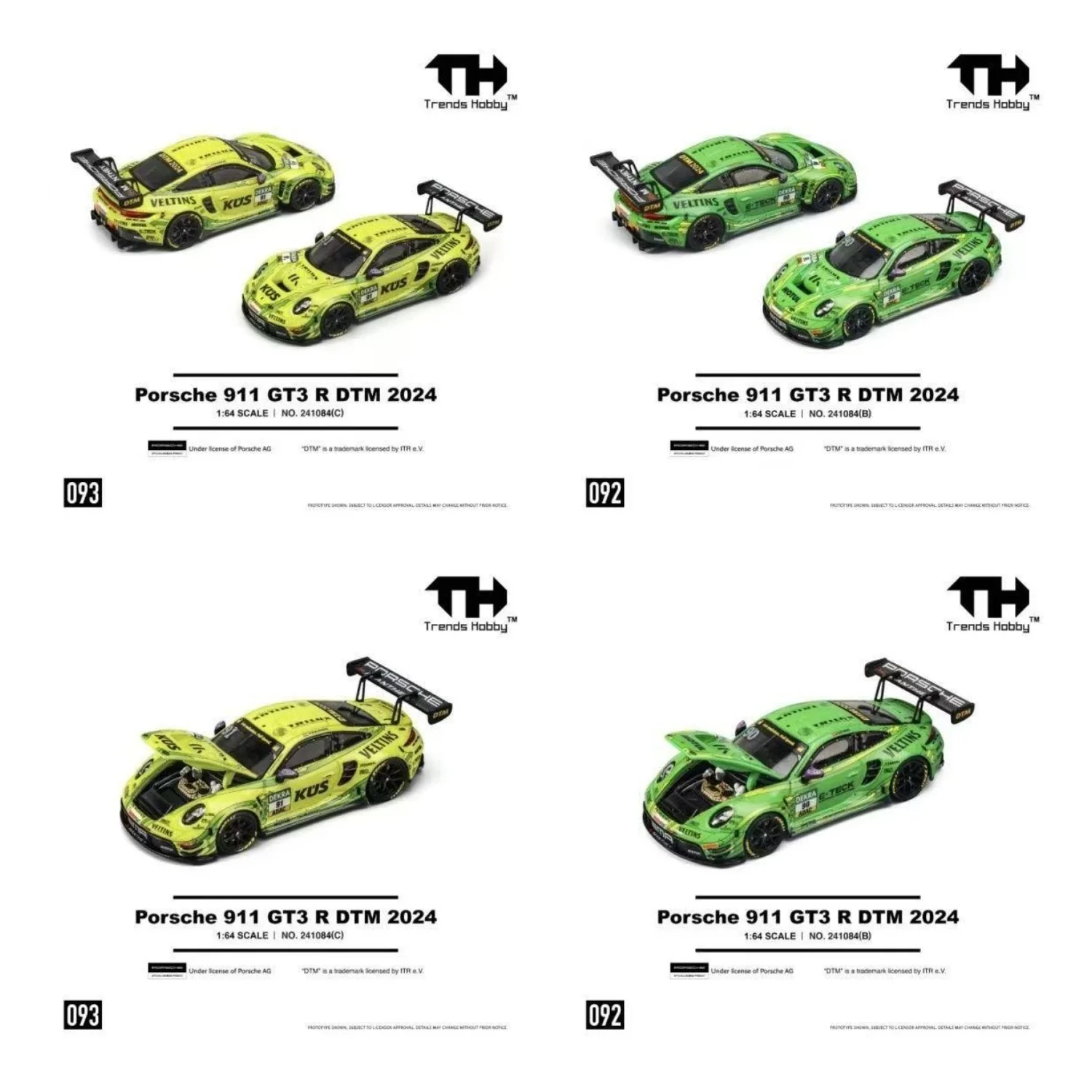 

TH 1:64 TrendsHobby Porsche 911 GT3 R DTM 2024 Alloy Car Car Model
