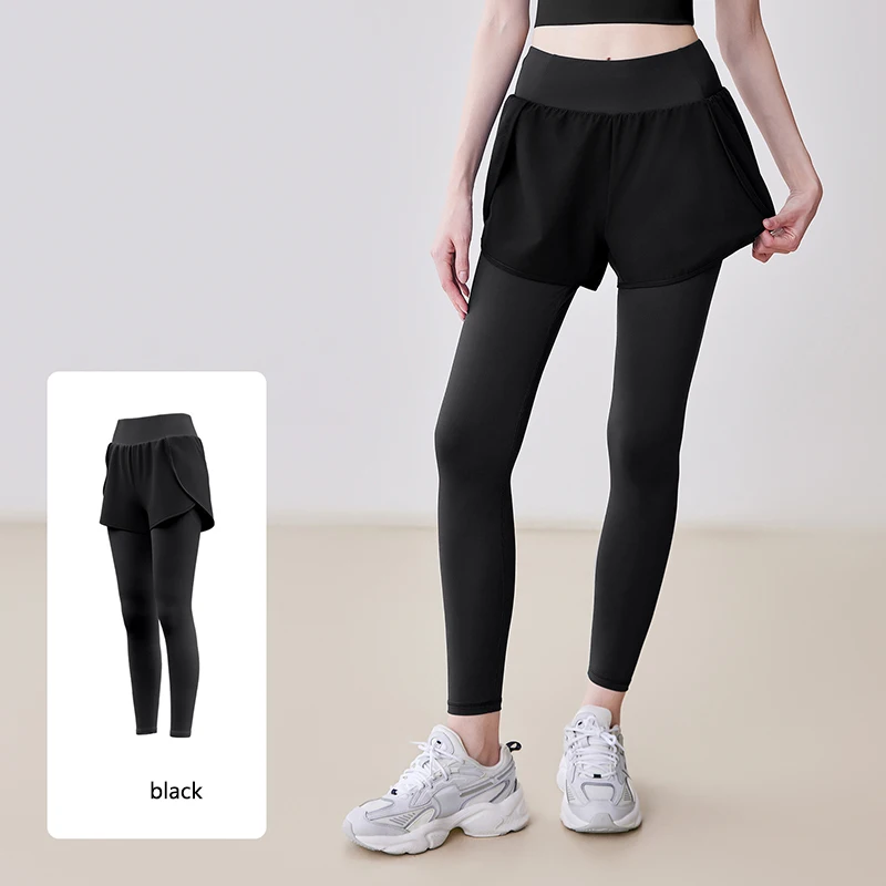 Two Pairs of Pocket Yoga Pants Women's Elastic High-waisted and Hip-lifting Running Fitness Sports Tight Pants