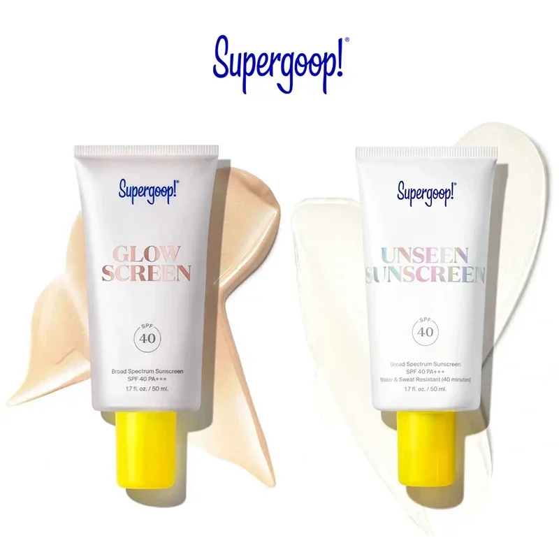 Supergoop 보이지 않는 선스크린 SPF40 인비저블 크림, 프라이머 글로우스크린 메이크업 베이스, 넓은 스펙트럼 페이스 선스크린, 모든 피부 타입용