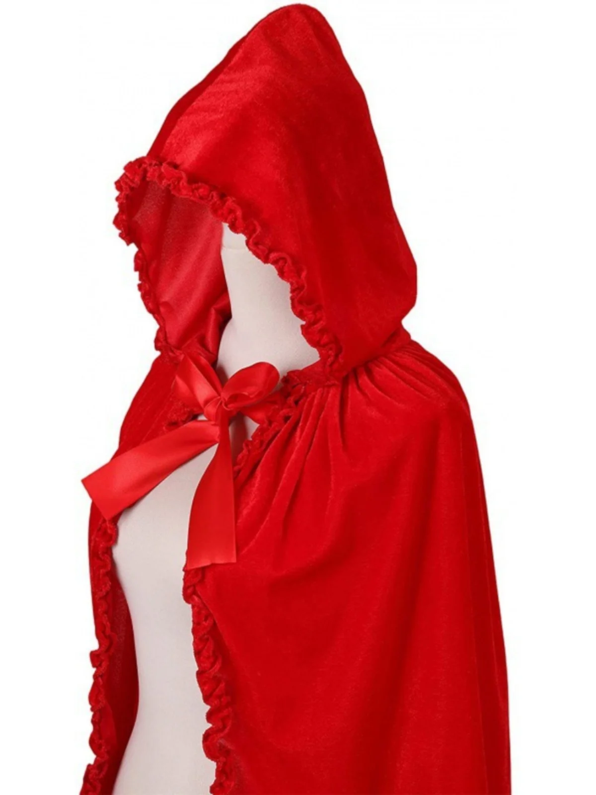 Short Thin Velvet Witch Robe Hooded Cape Halloween Costume Little Red Riding Hood Cosplay Performance Clothing Women's Fashion