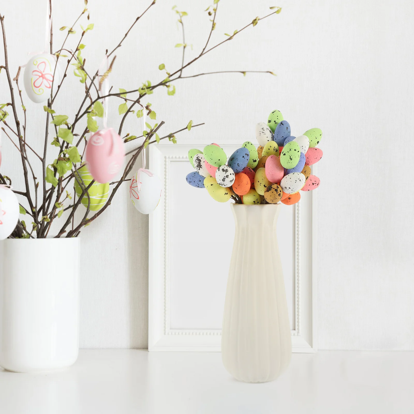 

8Pcs Easter Festival DIY Decoration Colored Eggs Stem Branch for Indoor Outdoor Holiday Decoration Easter Egg Tree Branches