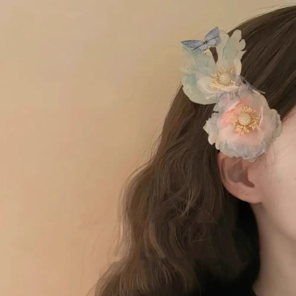 

Элегантная пластиковая заколка для волос с цветком, заколки для волос с цветочным принтом, заколка для боковой челки, романтические заколки для вечеринок