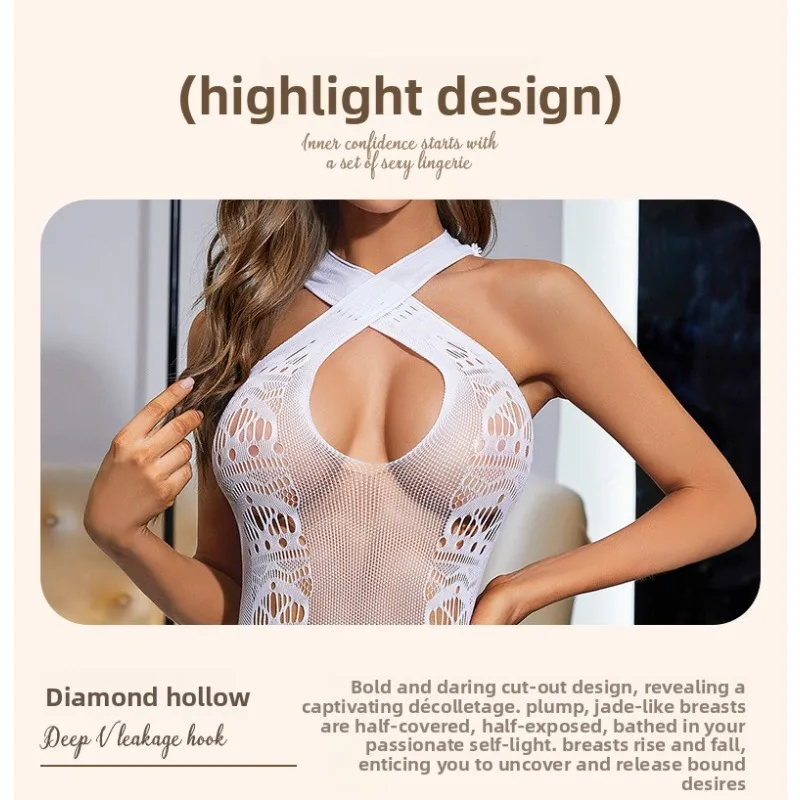 توهج الظلام مجموعة الملابس الداخلية النسائية شبكة صيد السمك انظر من خلال بيبي دول ملابس نوم مفتوحة المنشعب Bodystockings الحمالة المثيرة زي #4