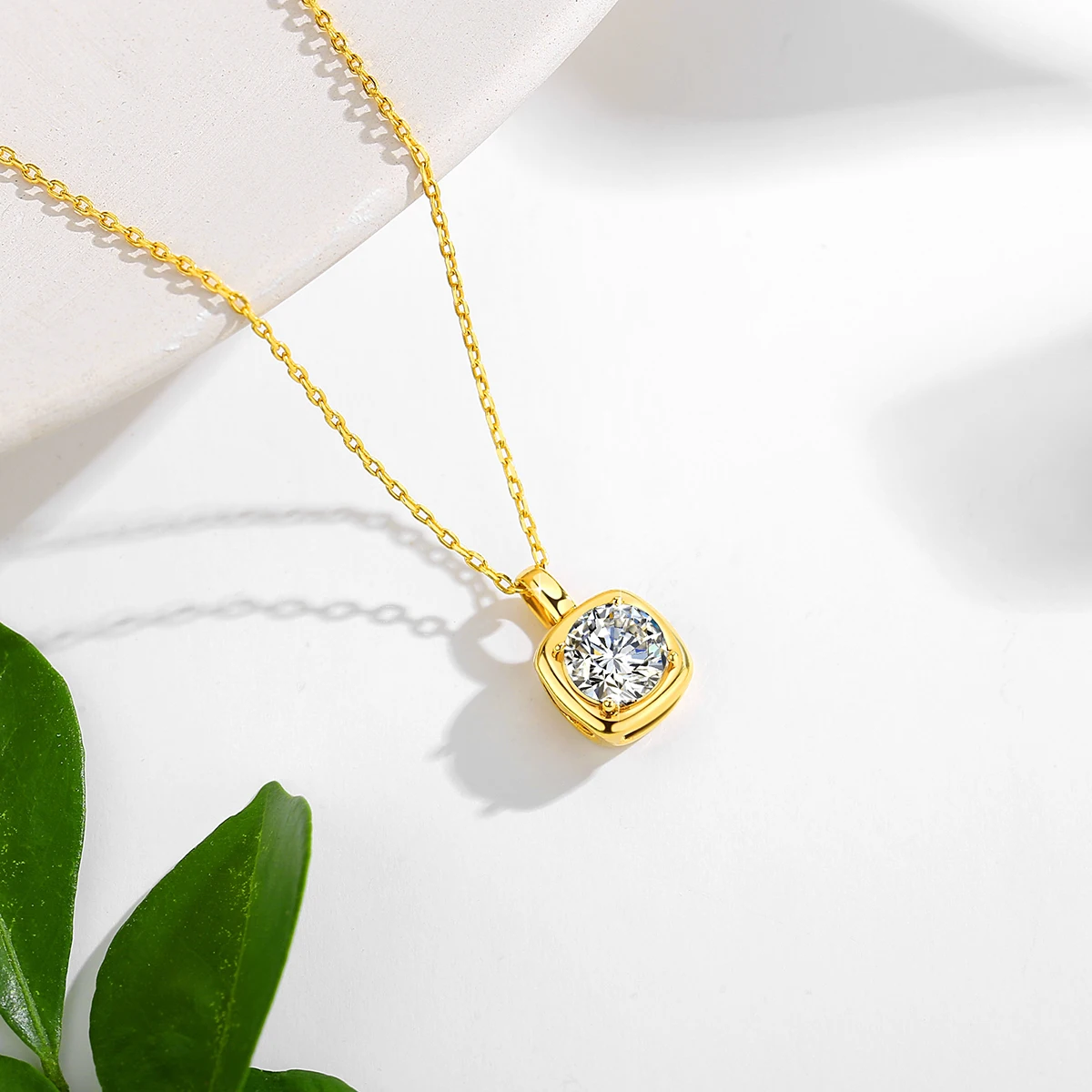 6.5MM Moissanite Diamond Pendant 14K Gold Au585 Necklace Round Cut 1CT For Women Wedding Anniversary Gifts Classic Jewelry