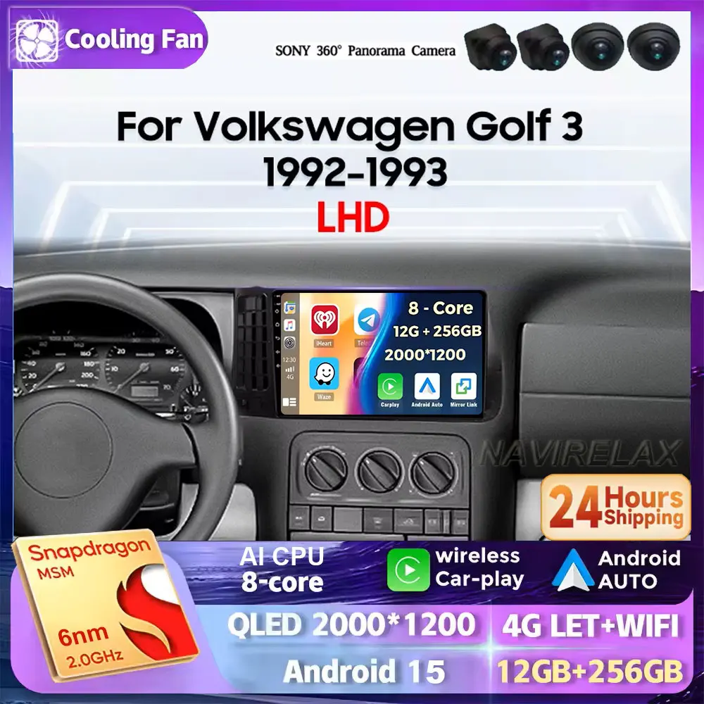 

Android 15 Core Car Radio Multimidia Video Player For VW Volkswagen Golf 3 1992 -1993 Navigation GPS Carplay Auto 2din Head Unit