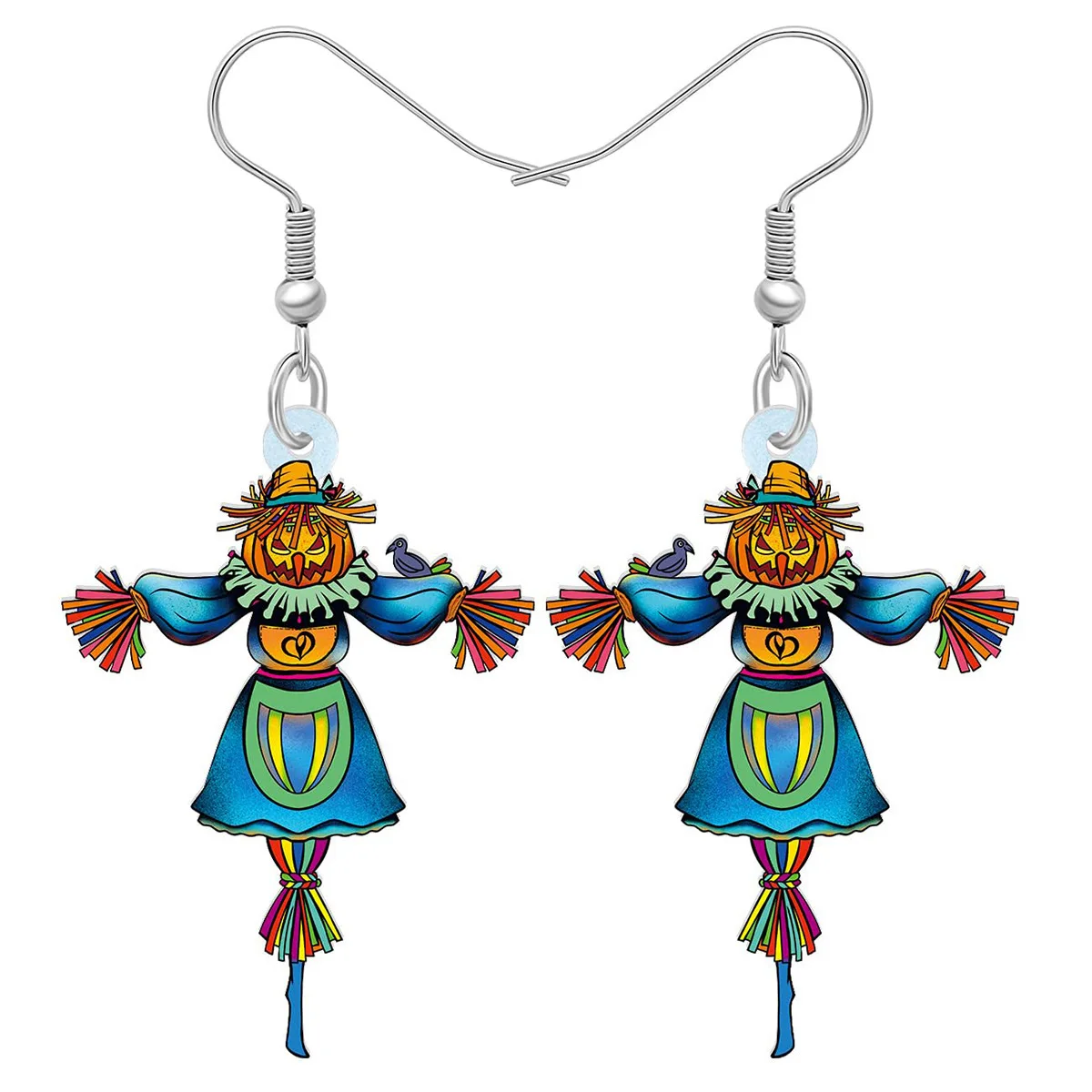 

Kitykiss Halloween Scarecrow Pumpkin Earrings Women's Creative Acrylic Drop Earrings
