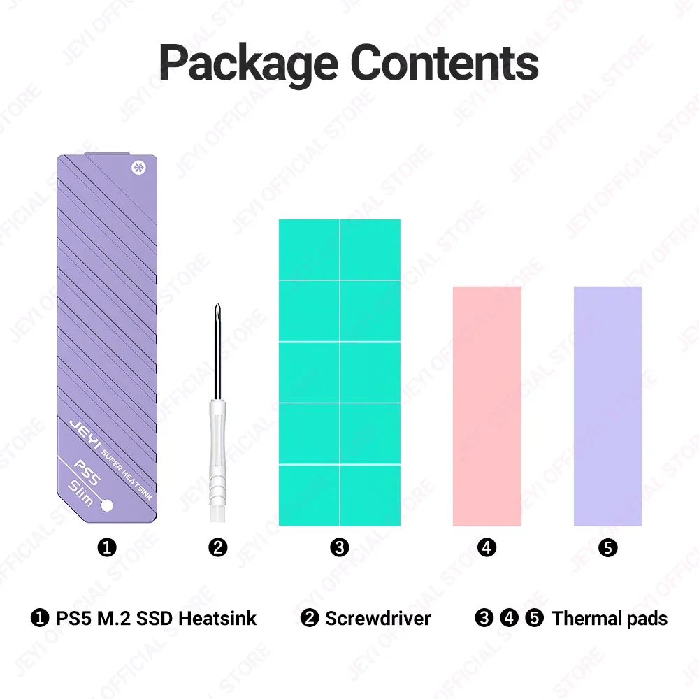 JEYI PS5 Slim SSD Heatsink, M.2 SSD Cooler and Cover 2 in 1 for PlayStation 5 Slim NVMe Expansion Slot, Cooling and Dust Proof