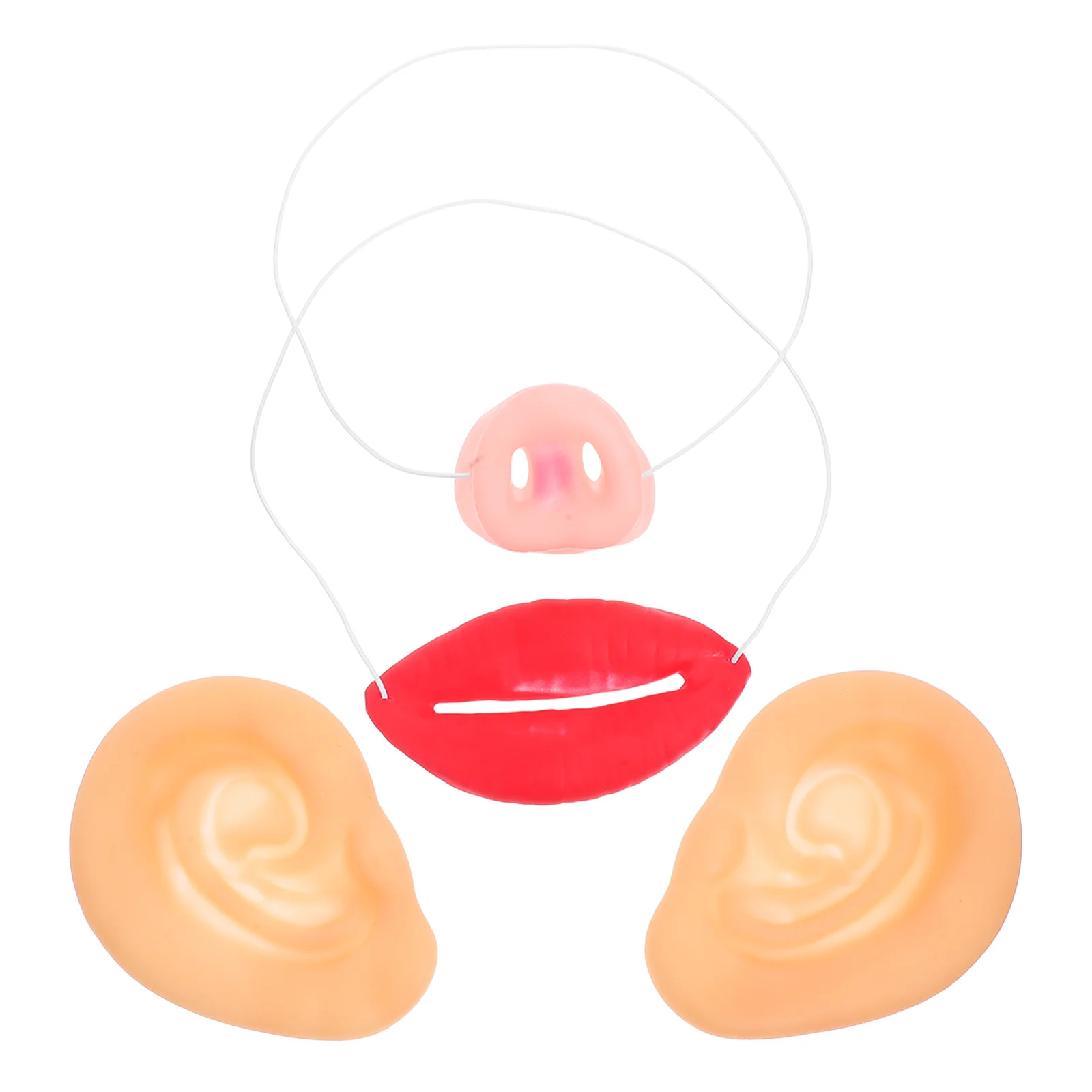 1-Set Halloween-Schwein-Kostüm-Zubehör-Set, realistisches weiches Latex, Schnauze, Nase, Ohren, Lippe für Erwachsene, universelle Passform, leicht