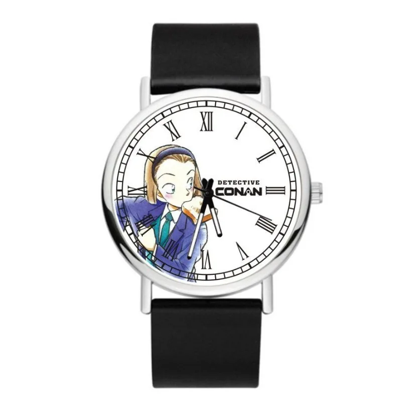 Zegarek kwarcowy dla uczniów, unisex, w stylu anime z motywem Detektiva Conana i postacią Kid the Phantom Thief, z wskazówkami, idealny na prezent świąteczny.