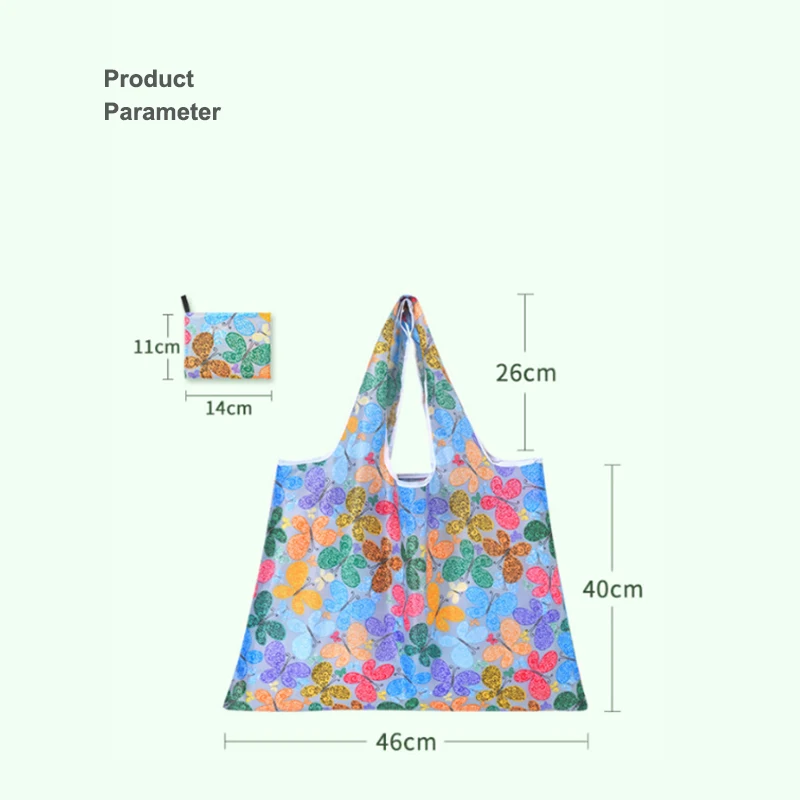 Large Capacity Shopping Bag, Printed Folding Storage Bag, Environmentally Friendly Portable Handbag, Korea Shopper Bag