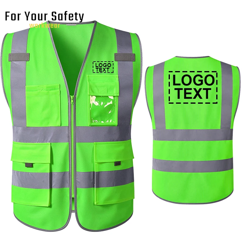 Text Logo Custom Clothing Multi Pockets Work Vests for Construction Sleeveless Jakcet Logo Printing
