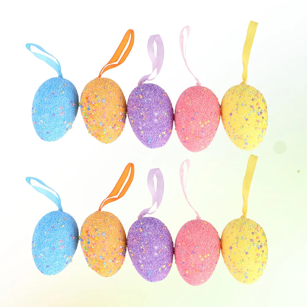 

10Pcs Foam Easter Egg Colorful DIY Hanging Decorations Creative Kids Easter Pendant Layout Props Glitter Party