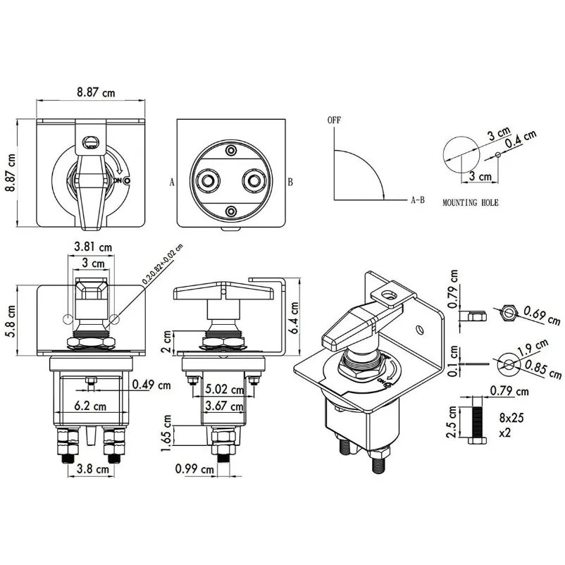 Construction Machinery Power-off Switch Heavy Duty Truck Car Ship Power Supply High Current Retrofit General Control 12/24V