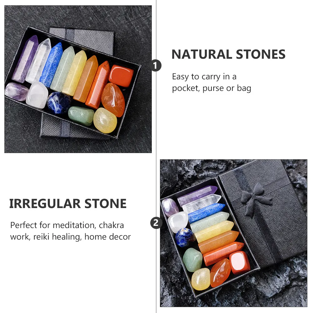 14Pcs Hexagonal Healing Crystal Stones Set Natural Chakra Energy Stones for Meditation Chakra Alignment and