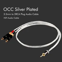 Silver Plated RCA Cable 2RCA to 2.5mm/3.5mm Audio Cable HiFi Stereo AUX RCA Jack 3.5 Y Splitter for Amplifiers