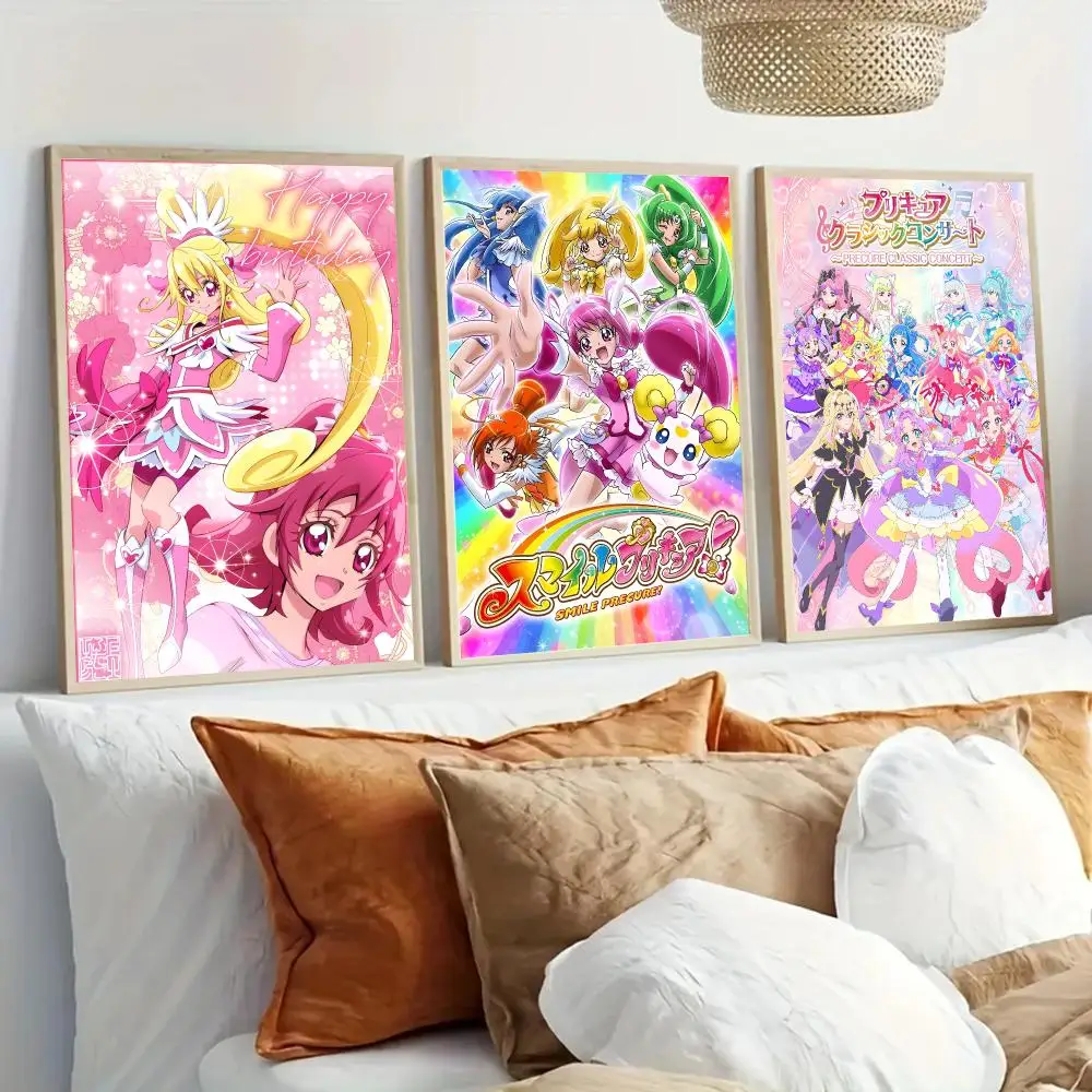 P-Pretty Cure Anime Poster Modern Home Living Bedroom Bar Hallway Waterproof Wall Art Aesthetic Decor