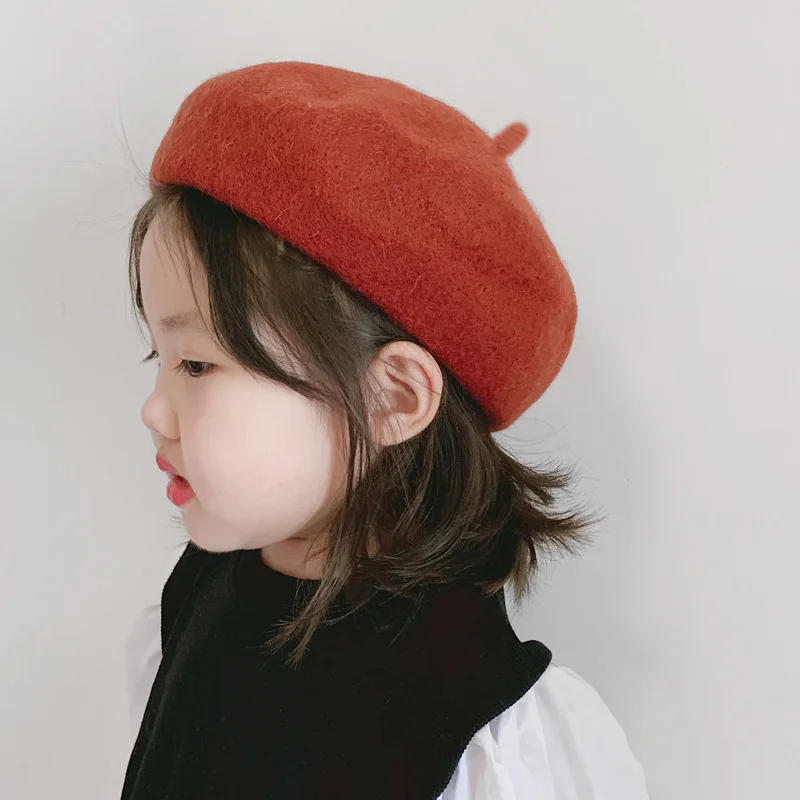 Autunno inverno neonate berretto cappello coreano caldo cappelli di lana per bambini tinta unita bambino neonato berretto classico accessori per