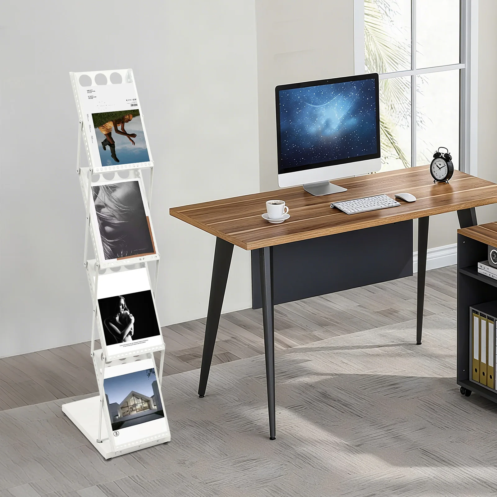 Tragbarer A4-Broschürenhalter / Literaturständer / Katalogständer, faltbarer Zeitungsständer mit 4 Ebenen für Handelshows