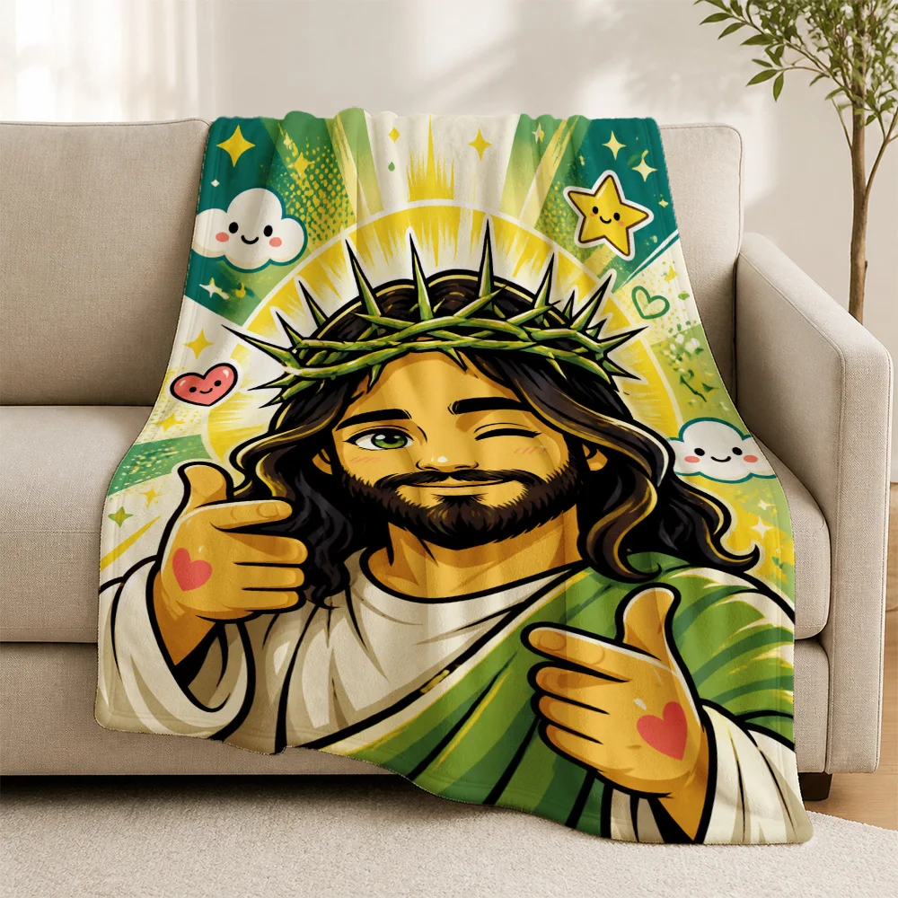 Spiritual Jesus Christ Crown of Thorns Throw Blanket Cozy Sofa Decor Religious Christian Gift Fleece Couch Cover for Living Room