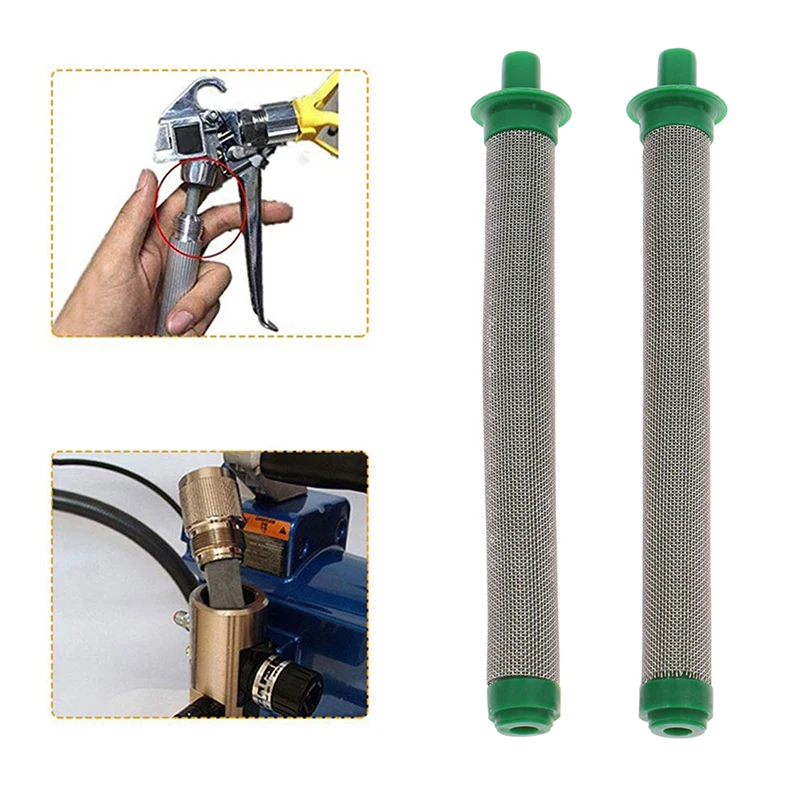 【AD】2 piezas de filtro de malla de 60 mallas para pistola pulverizadora de pintura sin aire, elementos de filtro de malla de acero inoxidable con enchufe recto para Wagner