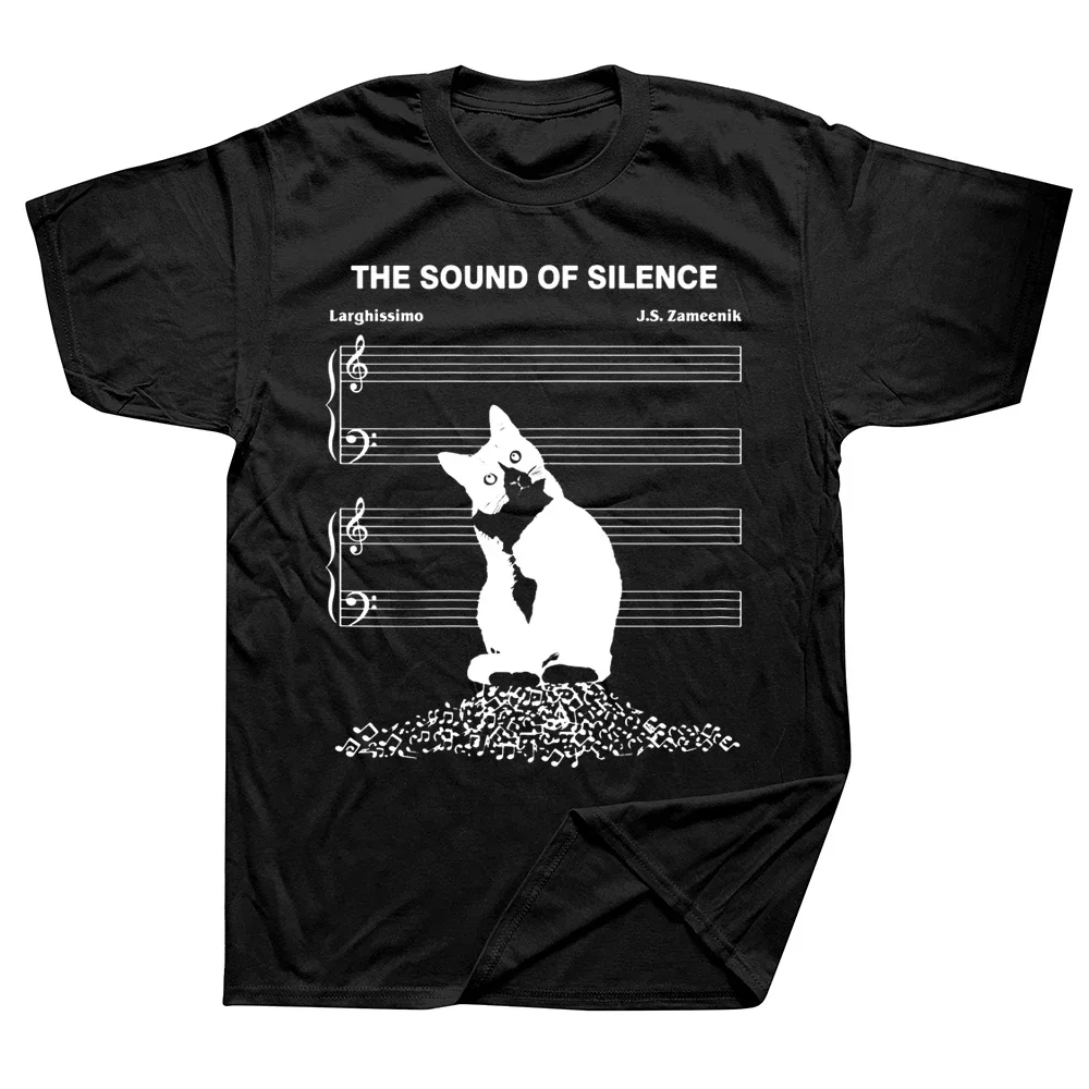 Short Sleeve Birthday Gifts Summer Style T-shirt Novelty The Sound Of Silence Music Cats Lover T Shirt Graphic Cotton Streetwear