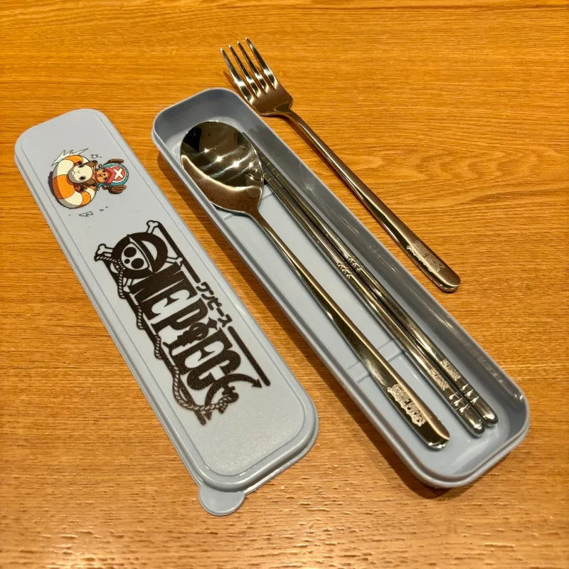 Zestaw naczyń One Piece Nika Luffy & Chopper 2025 - łyżka, widelec, pałeczki ze stali nierdzewnej 304, przenośny prezent na imprezę anime