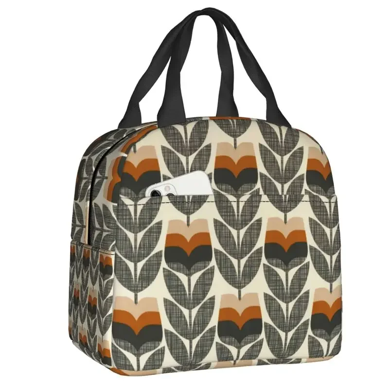 Custom Orla Kiely Multi Stem Thermal Insulated Lunch Bags Floral Abstract Resuable Lunch Container for School Storage Food Box