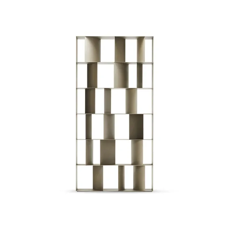 #Home Italian minimalist stainless steel bookshelf shelf floor-to-ceiling display shelf metal multi-layer Bogu shelf custom ligh