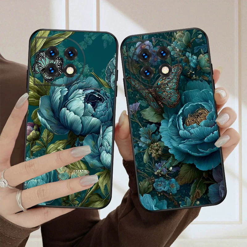 

Blue Flower Butterfly For OnePlus 8 9 11 12 13 10 Pro 9RT 8T 12R Ace 3 5 2V Nord CE 4 Lite N20 30 200 silicone soft phone case
